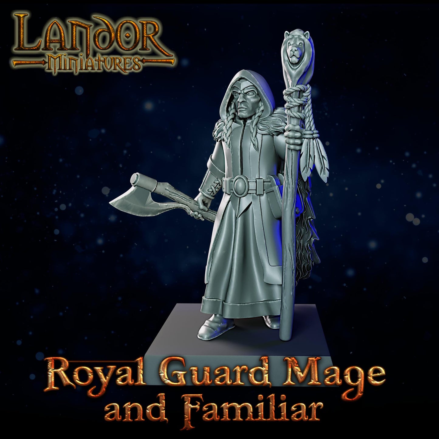 Royal Guard Mage and Familiar, Modular High Elven miniatures by Landor Miniatures! High Elves for Fantasy Wargames