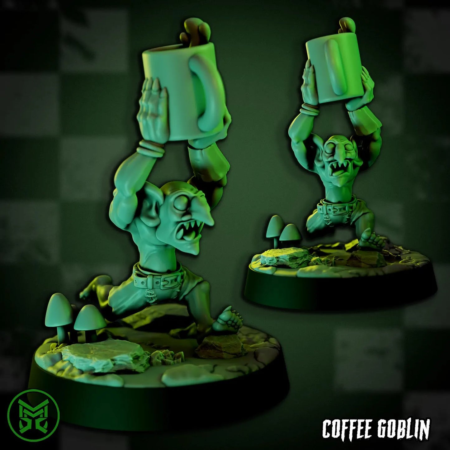 Coffee Goblin, Space-Faring Orkish Menace Sculpted by Mekka Miniatures, Grimdark Compatible, Scaled for Miniature Wargames