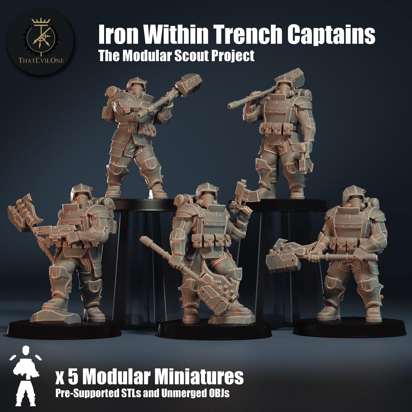 Modular Scout Iron Within Trench Captain, Modular Sci-Fi warriors by ThatEvilOne, Sci-Fi Wargames Proxy
