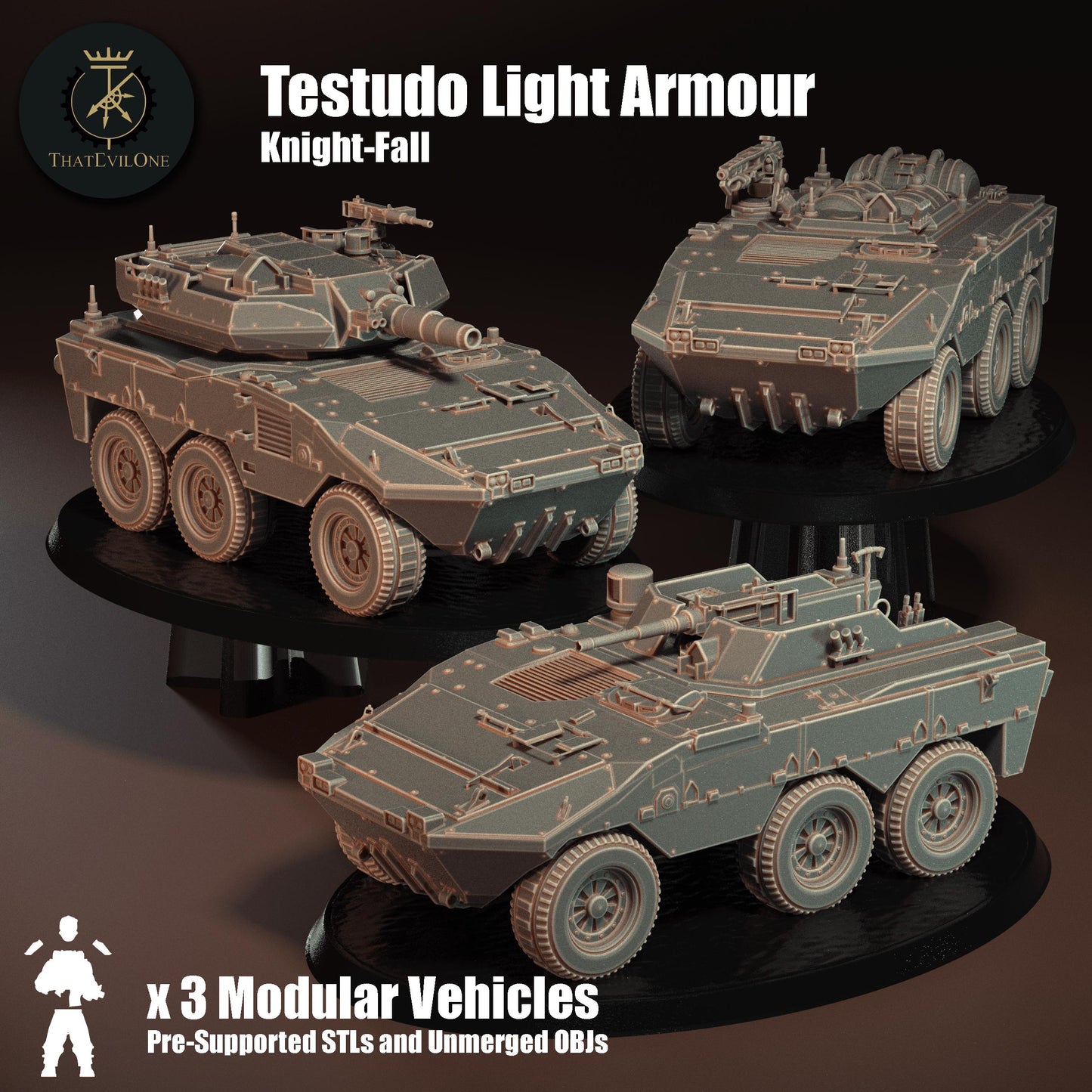 Testudo Modular Light Tanks, Modular Sci-Fi Vehicle by ThatEvilOne, Sci-fi Wargames Proxy, Imperial Roman Auxilia Army Transport Light Tank