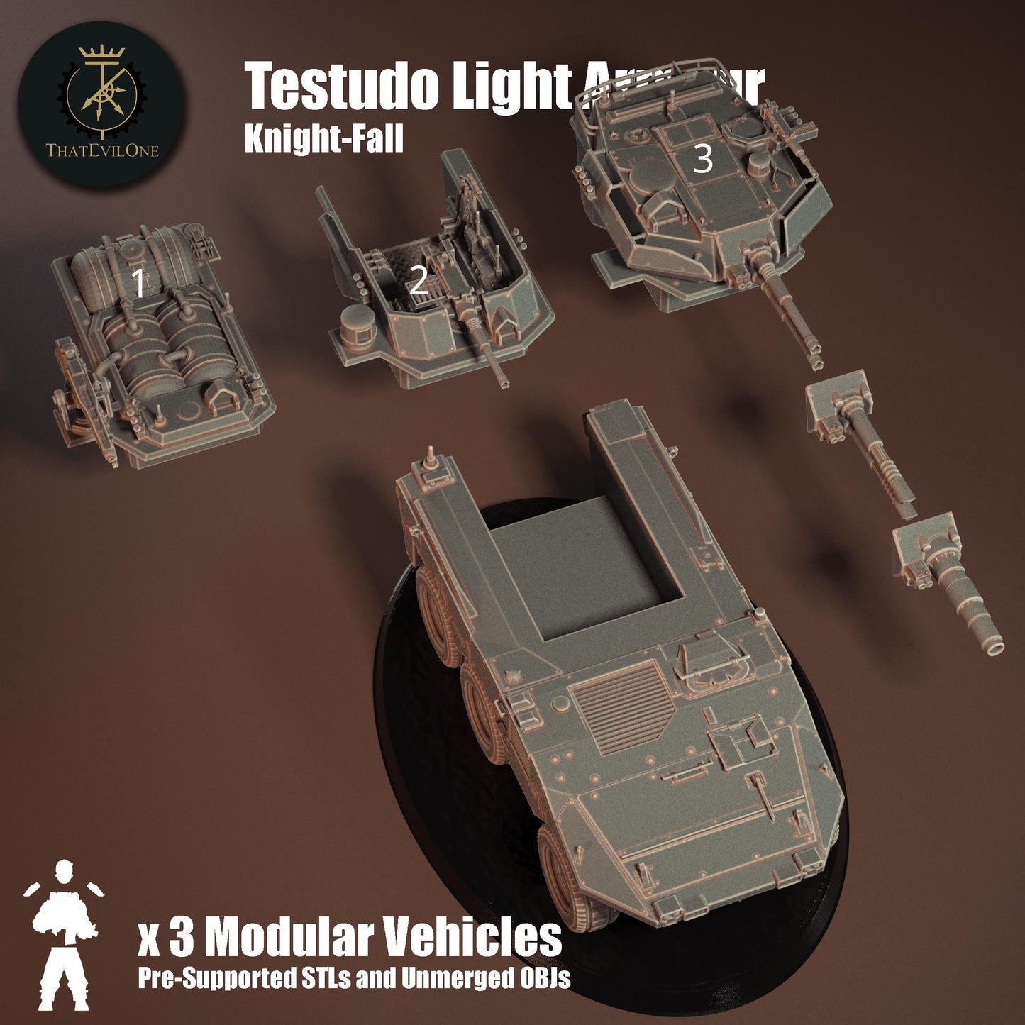 Testudo Modular Light Tanks, Modular Sci-Fi Vehicle by ThatEvilOne, Sci-fi Wargames Proxy, Imperial Roman Auxilia Army Transport Light Tank