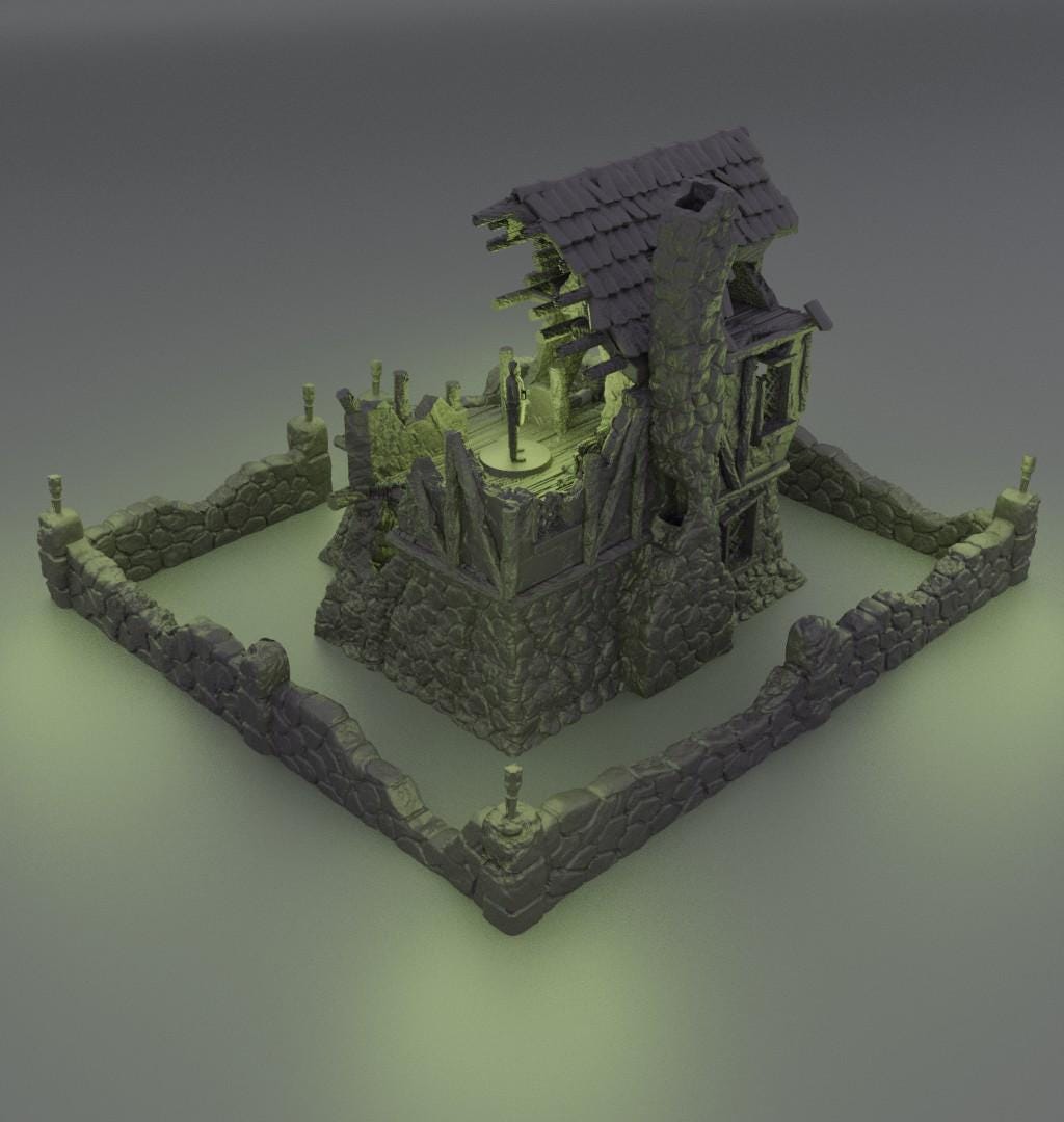 Ruined FarmHouse - Tabletop Terrain - 28 MM, Tabletop 3D Printed Terrain by MiniatureLand, Perfect for Wargaming and RPGs