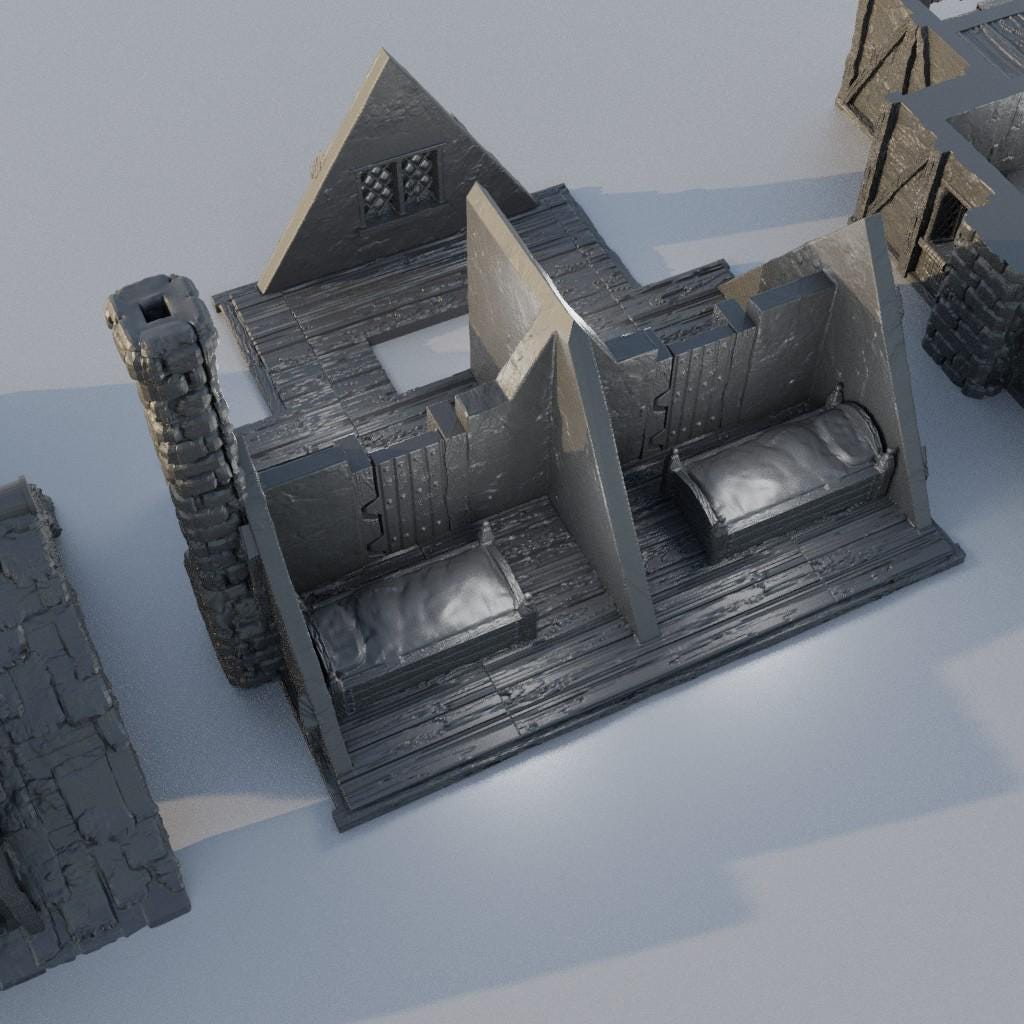 Village Brothel - Tabletop Terrain - 28 MM, Tabletop 3D Printed Terrain by MiniatureLand, Perfect for Wargaming and RPGs