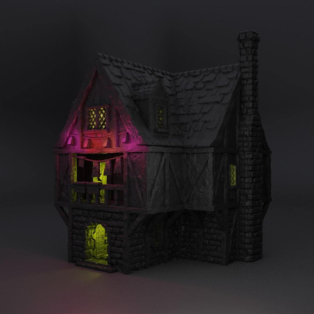 Village Brothel - Tabletop Terrain - 28 MM, Tabletop 3D Printed Terrain by MiniatureLand, Perfect for Wargaming and RPGs