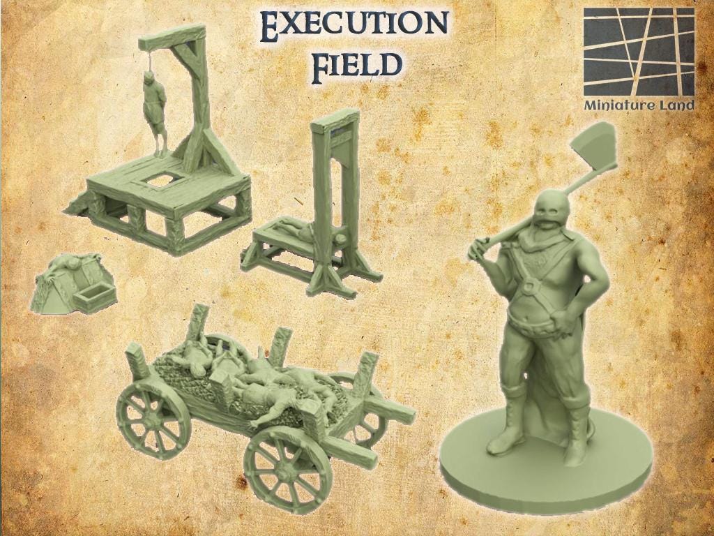 Execution Field - Tabletop Terrain - 28 MM, Tabletop 3D Printed Terrain by MiniatureLand, Perfect for Wargaming and RPGs