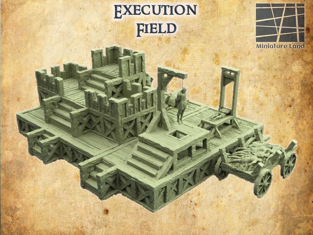 Execution Field - Tabletop Terrain - 28 MM, Tabletop 3D Printed Terrain by MiniatureLand, Perfect for Wargaming and RPGs