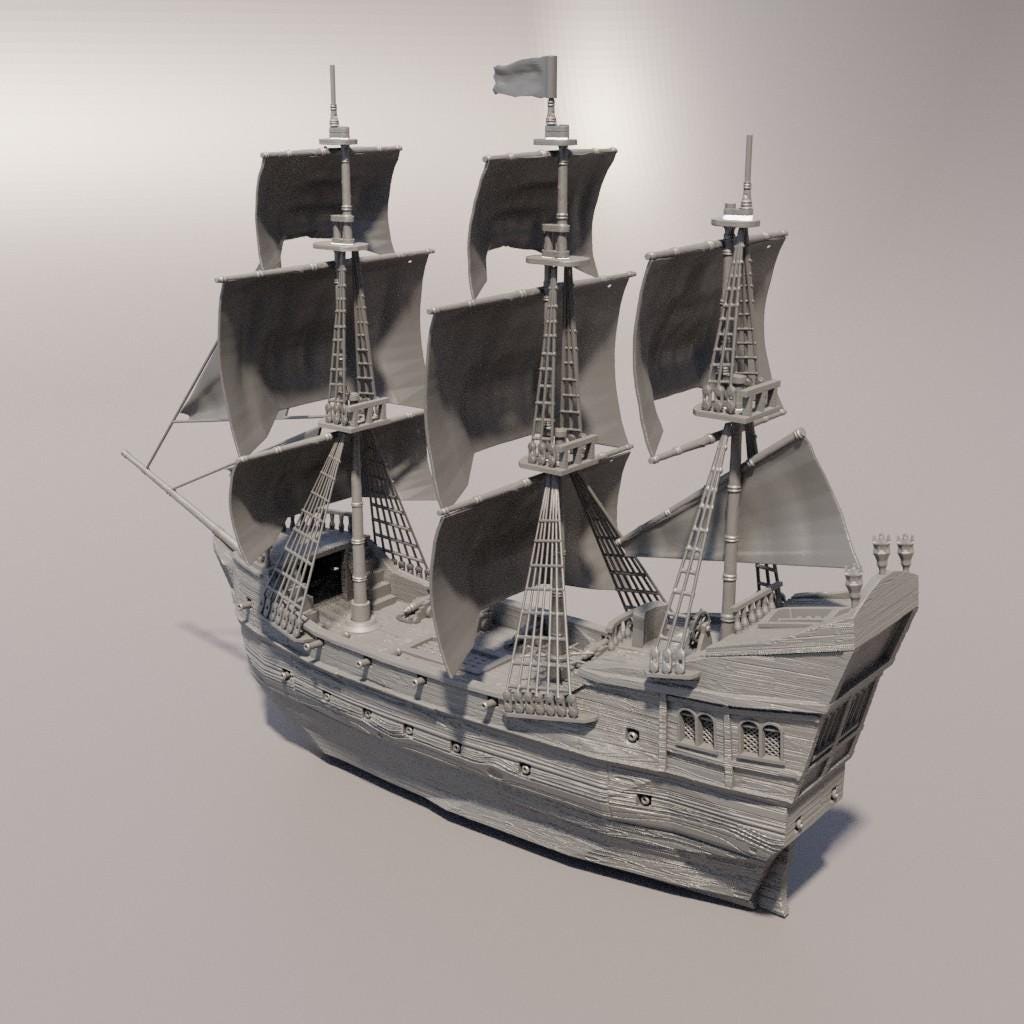Pirate Galley - Tabletop Terrain - 28 MM, Tabletop 3D Printed Terrain by MiniatureLand, Perfect for Wargaming and RPGs