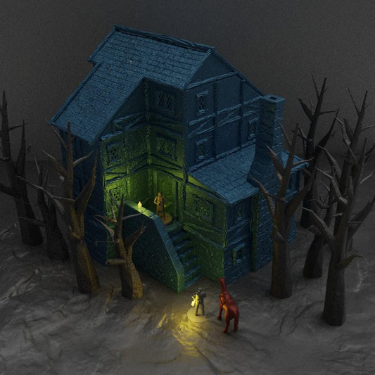 Old Forest Inn - Tabletop Terrain - 28 MM, Tabletop 3D Printed Terrain by MiniatureLand, Perfect for Wargaming and RPGs
