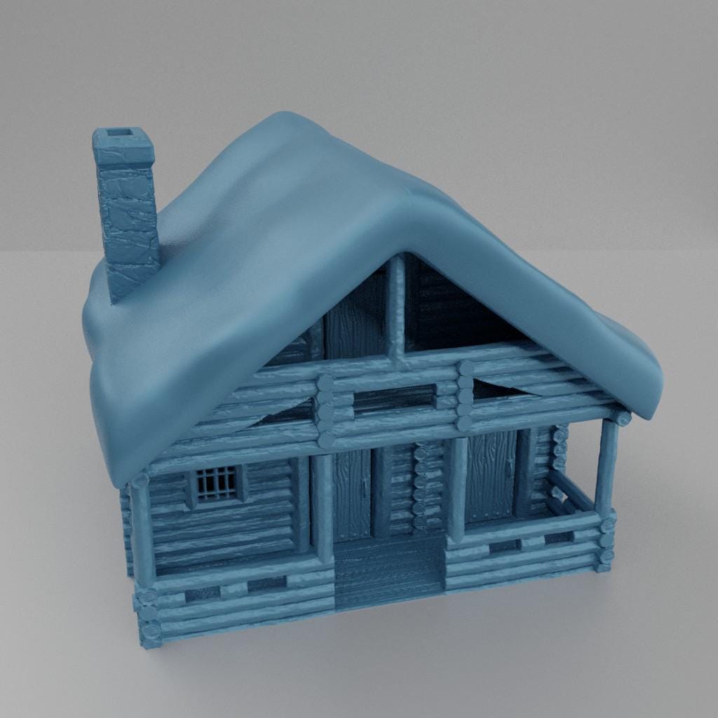 Winter Cabin - Tabletop Terrain - 28 MM, Tabletop 3D Printed Terrain by MiniatureLand, Perfect for Wargaming and RPGs