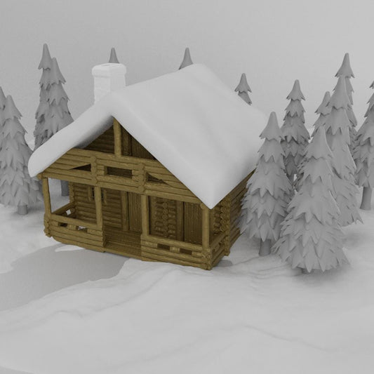 Winter Cabin - Tabletop Terrain - 28 MM, Tabletop 3D Printed Terrain by MiniatureLand, Perfect for Wargaming and RPGs