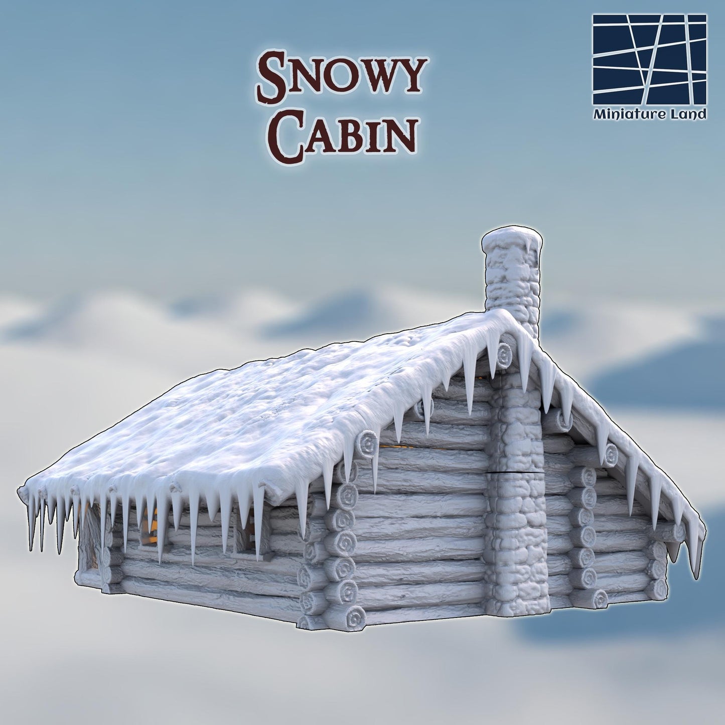 Snowy Cabin - Tabletop Terrain - 28 MM, Tabletop 3D Printed Terrain by MiniatureLand, Perfect for Wargaming and RPGs