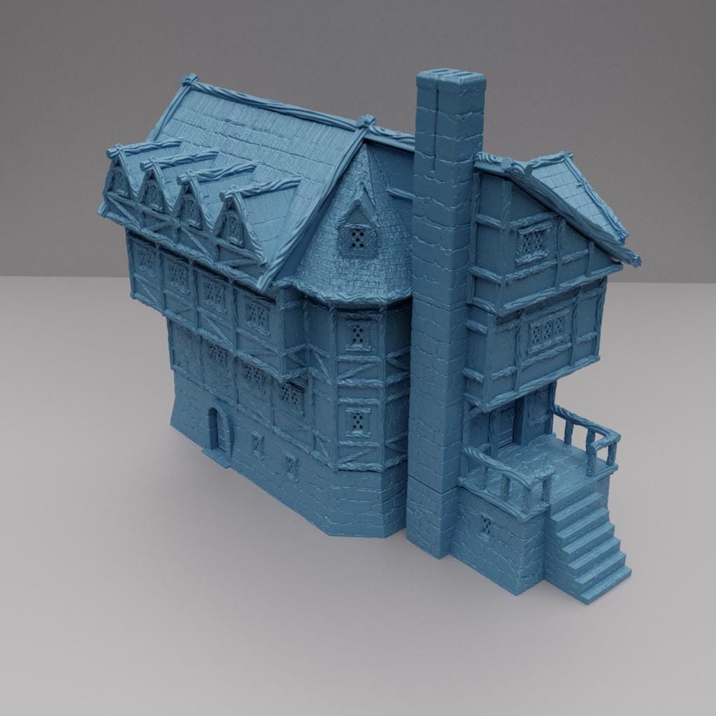 Medieval Townhall - Tabletop Terrain - 28 MM, Tabletop 3D Printed Terrain by MiniatureLand, Perfect for Wargaming and RPGs