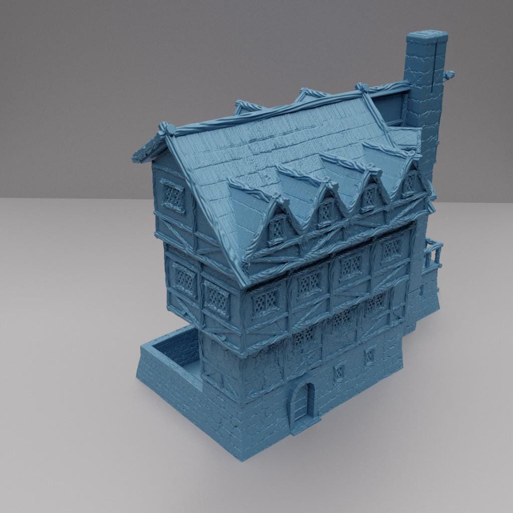 Medieval Townhall - Tabletop Terrain - 28 MM, Tabletop 3D Printed Terrain by MiniatureLand, Perfect for Wargaming and RPGs