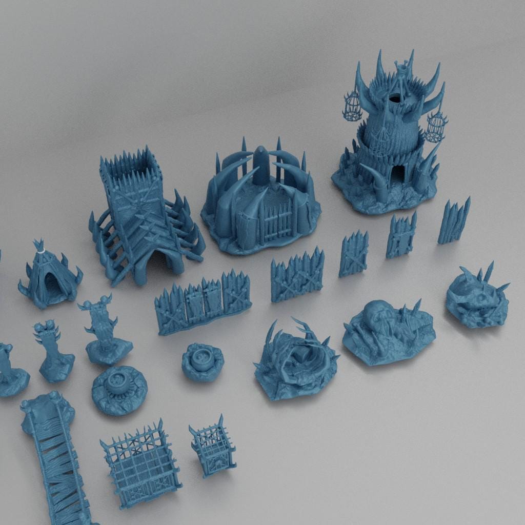 Modular Goblin Camp - Tabletop Terrain - 28 MM Tabletop 3D Printed Terrain by MiniatureLand, Perfect for Wargaming and RPGs