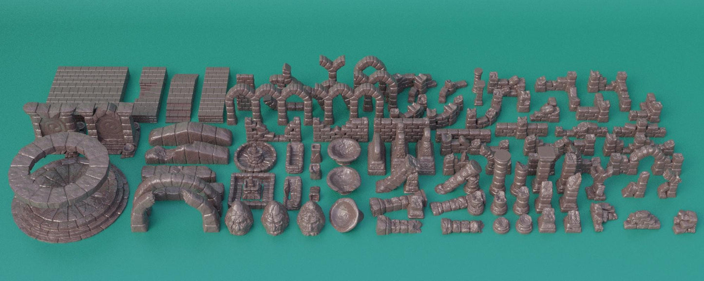 Ancient Ruins - Tabletop Terrain - 28 MM, Tabletop 3D Printed Terrain by MiniatureLand, Perfect for Wargaming and RPGs