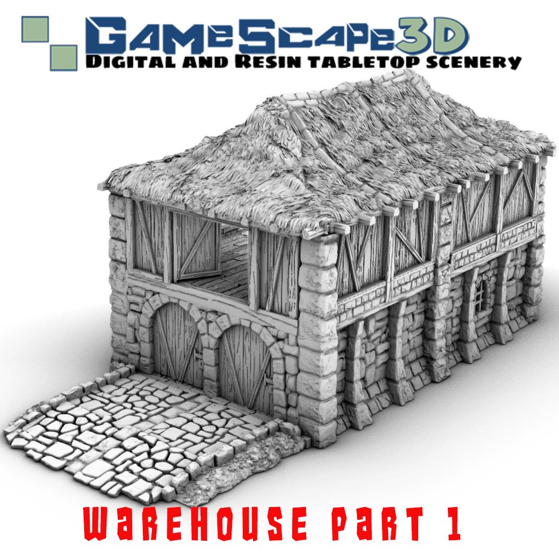 Warehouse With Inventory by GameScape3D - 3D Printed Tabletop Terrain, Perfect for Wargames, Board Games, RPGs