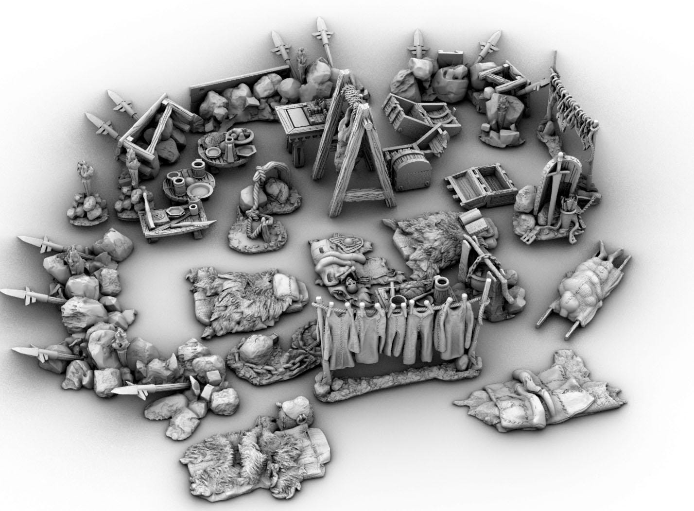 Dungeon Campground by GameScape3D - 3D Printed Tabletop Terrain, Perfect for Wargames, Board Games, RPGs