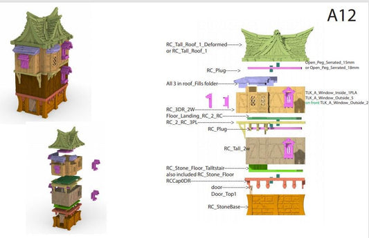 3 Story Timber Frame with stairs by GameScape3D - 3D Printed Tabletop Terrain, Perfect for Wargames, Board Games, RPGs