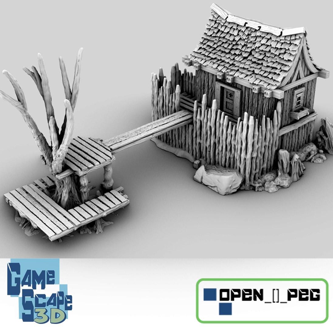Swamp Outpost by GameScape3D - 3D Printed Tabletop Terrain, Perfect for Wargames, Board Games, RPGs