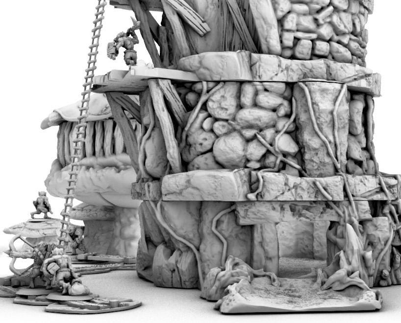 Goblin Swamp Tower by GameScape3D - 3D Printed Tabletop Terrain, Perfect for Wargames, Board Games, RPGs