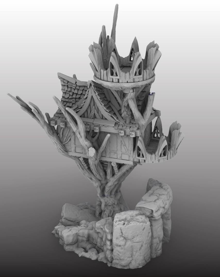 Tree Fort by GameScape3D - 3D Printed Tabletop Terrain, Perfect for Wargames, Board Games, RPGs