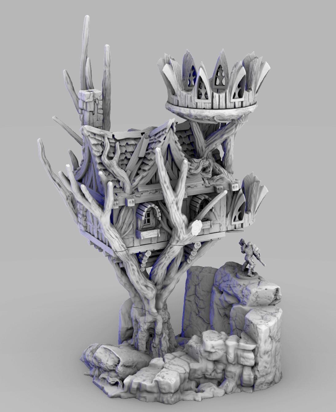 Tree Fort by GameScape3D - 3D Printed Tabletop Terrain, Perfect for Wargames, Board Games, RPGs