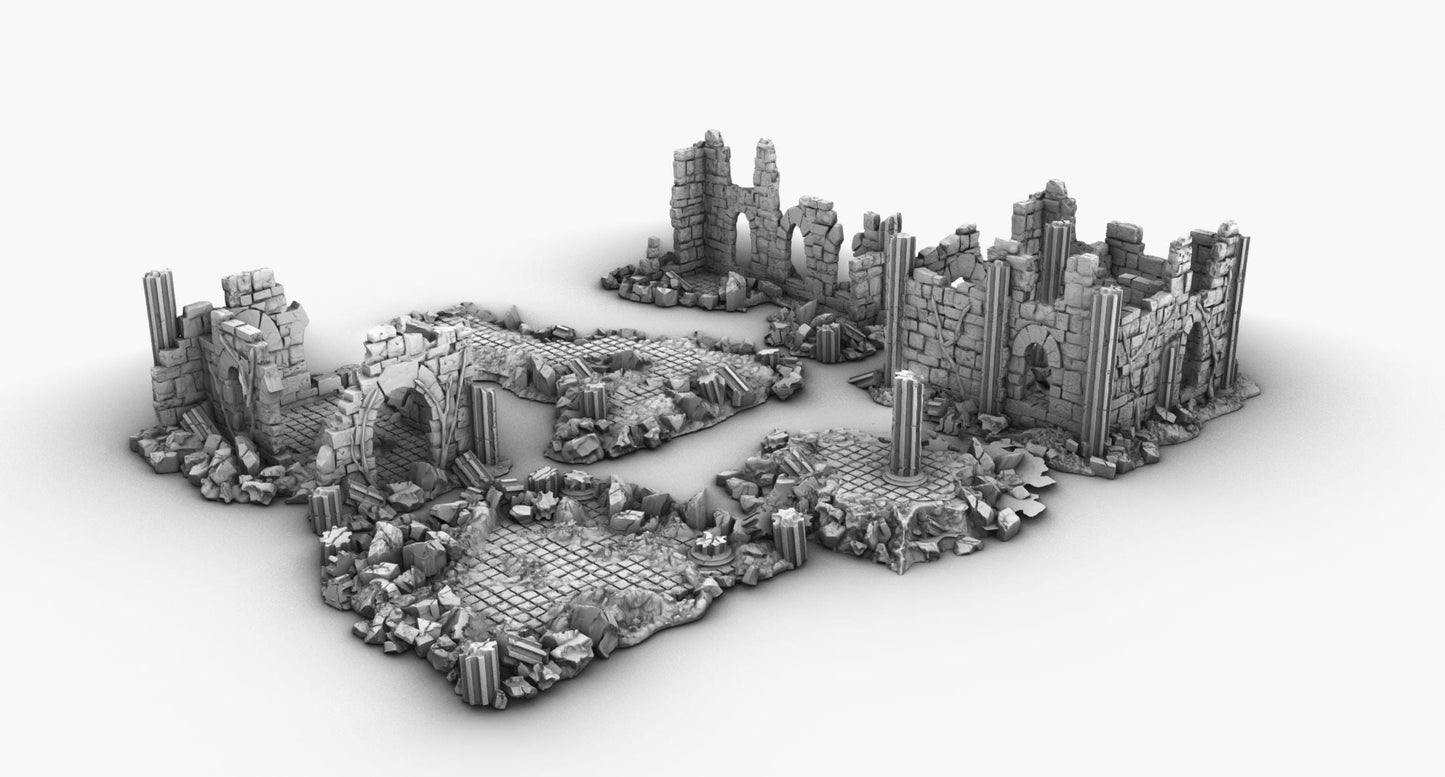 Ruins Pack II Terrain by GameScape3D - 3D Printed Tabletop Terrain, Perfect for Wargames, Role playing games, Tabletop games