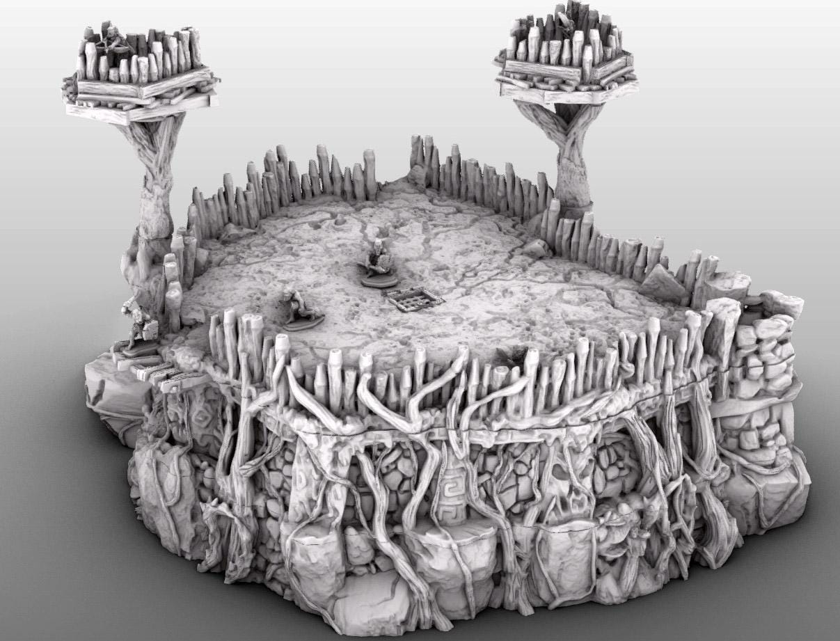 Huge Swamp Goblin Fort by GameScape3D - 3D Printed Tabletop Terrain, Perfect for Wargames, Board Games, RPGs