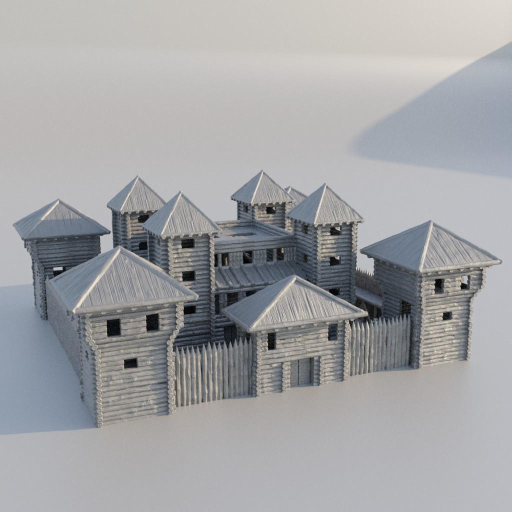 Small Wooden Fort - Tabletop Terrain - 28 MM, Tabletop 3D Printed Terrain by MiniatureLand, Perfect for Wargaming and RPGs