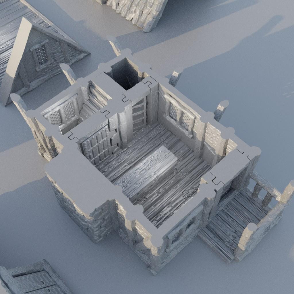 Shady Guild House - Tabletop Terrain - 28 MM, Tabletop 3D Printed Terrain by MiniatureLand, Perfect for Wargaming and RPGs