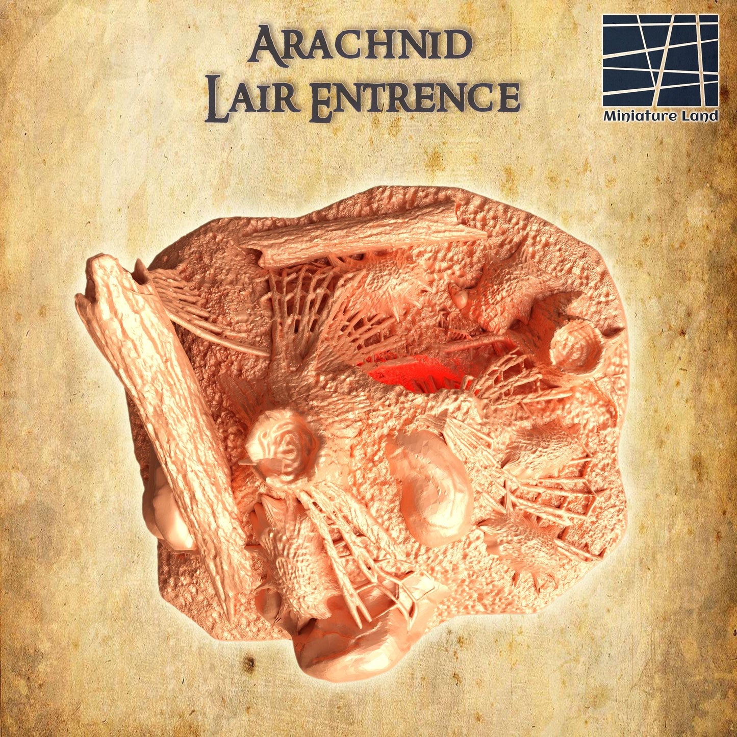 Arachnid Lair Entrence - Tabletop Terrain - 28 MM, Tabletop 3D Printed Terrain by MiniatureLand, Perfect for Wargaming and RPGs