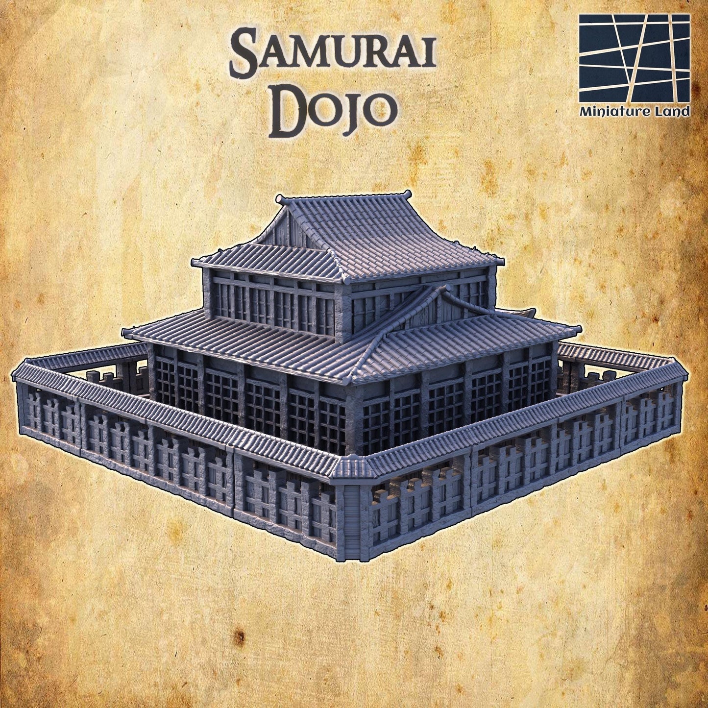 Samurai Dojo - Tabletop Terrain - 28 MM, Tabletop 3D Printed Terrain by MiniatureLand, Perfect for Wargaming and RPGs