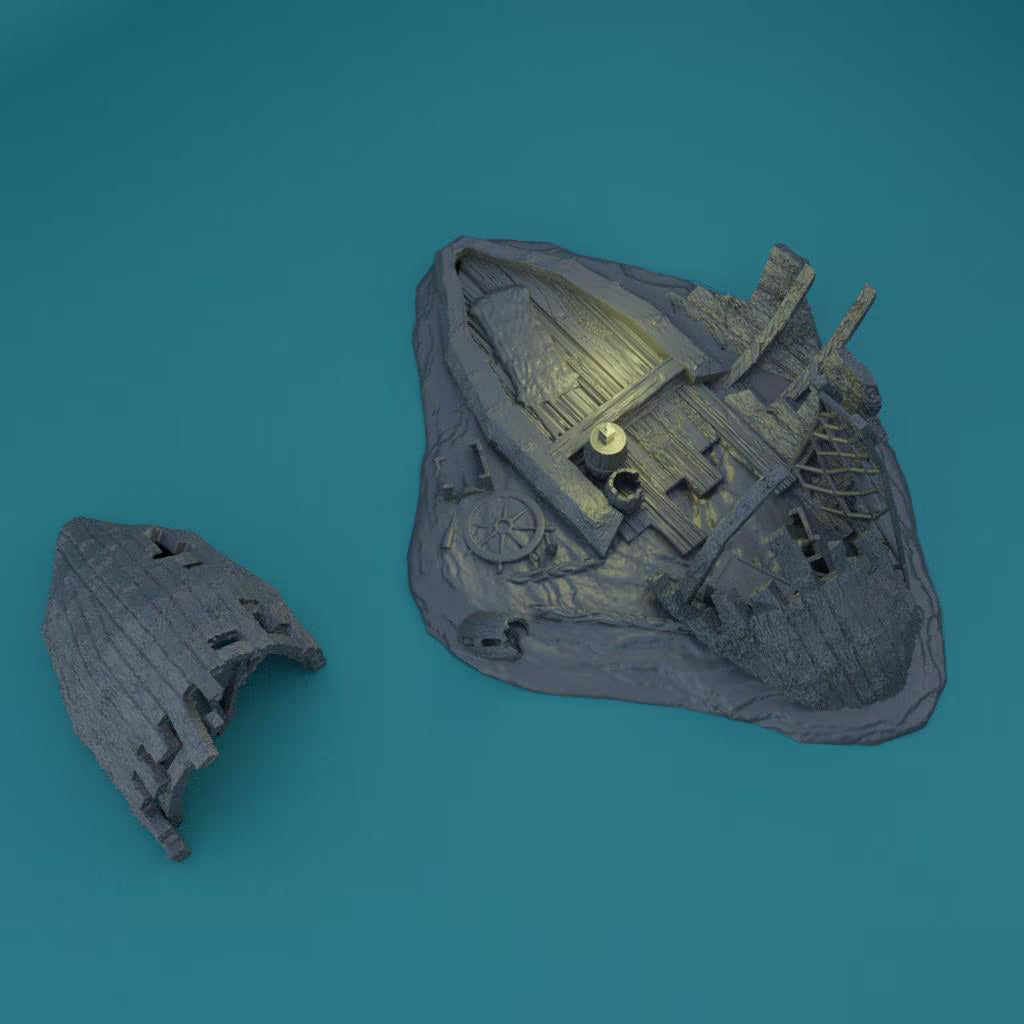 Shipwreck Burrow - Tabletop Terrain - 28 MM, Tabletop 3D Printed Terrain by MiniatureLand, Perfect for Wargaming and RPGs