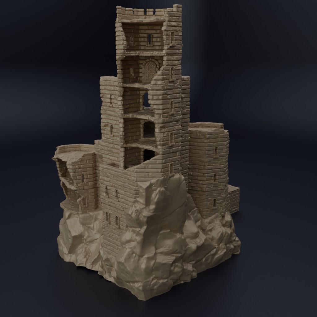 Ruined Old Castle - Tabletop Terrain - 28 MM, Tabletop 3D Printed Terrain by MiniatureLand, Perfect for Wargaming and RPGs