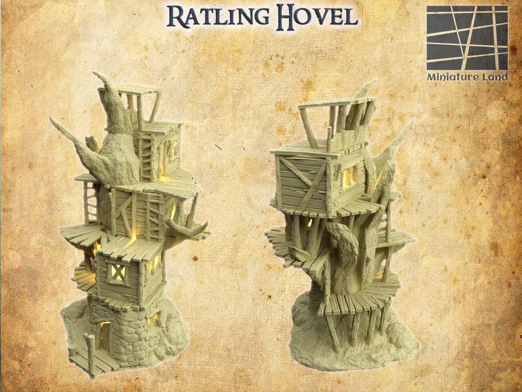 Ratling Hovel- Tabletop Terrain - 28 MM, Tabletop 3D Printed Terrain by MiniatureLand, Perfect for Wargaming and RPGs