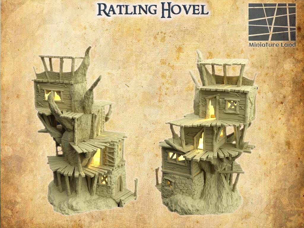 Ratling Hovel- Tabletop Terrain - 28 MM, Tabletop 3D Printed Terrain by MiniatureLand, Perfect for Wargaming and RPGs
