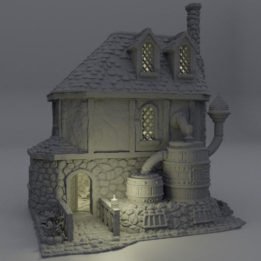 Alchemist House - Tabletop Terrain - 28 MM, Tabletop 3D Printed Terrain by MiniatureLand, Perfect for Wargaming and RPGs