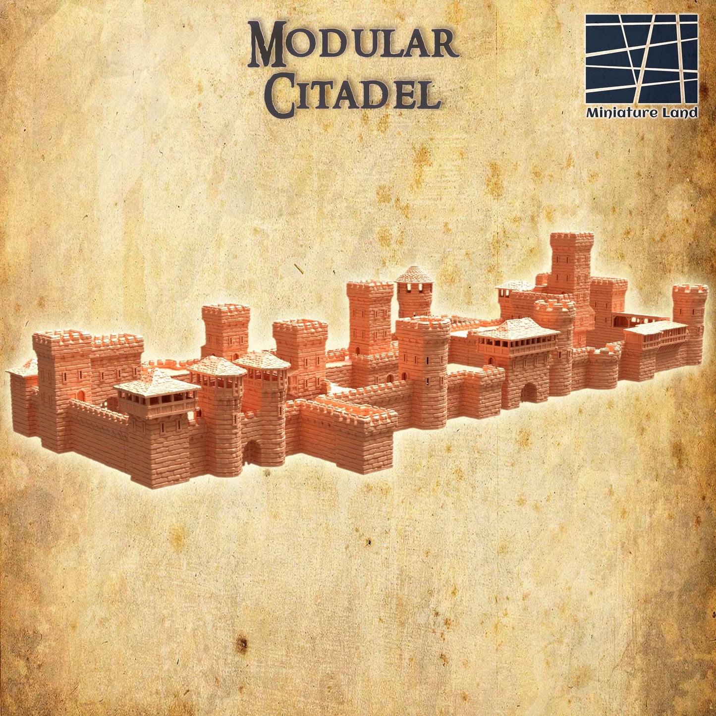 Modular Citadel - Tabletop Terrain - 28 MM, Tabletop 3D Printed Terrain by MiniatureLand, Perfect for Wargaming and RPGs