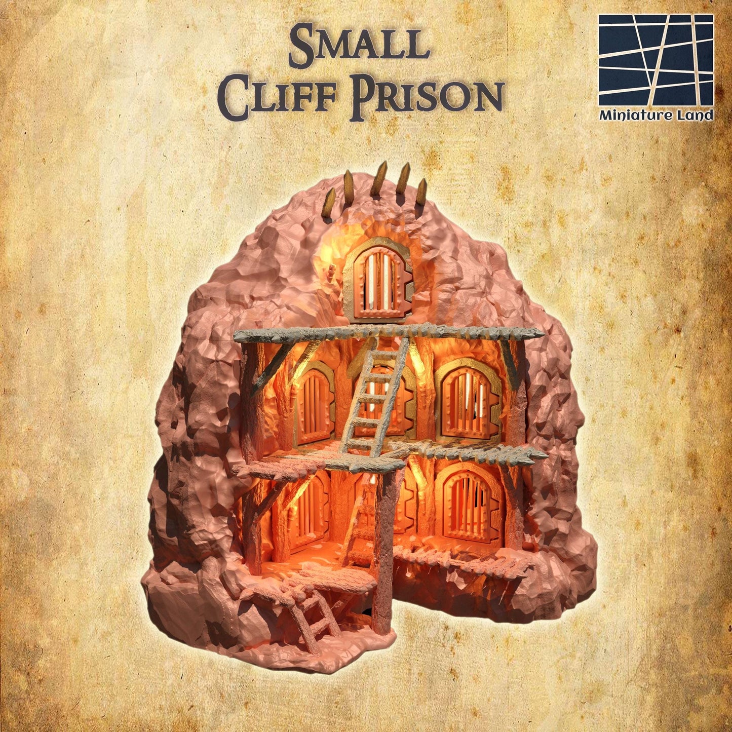 Old Cliff Prison - Tabletop Terrain - 28 MM, Tabletop 3D Printed Terrain by MiniatureLand, Perfect for Wargaming and RPGs
