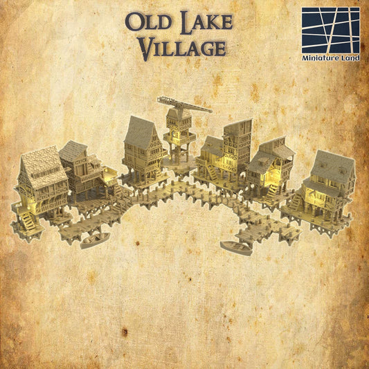 Old Lake Town - Tabletop Terrain - 28 MM, Tabletop 3D Printed Terrain by MiniatureLand, Perfect for Wargaming and RPGs