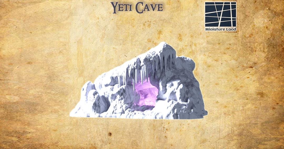 Yeti Cave - Tabletop Terrain - 28 MM, Tabletop 3D Printed Terrain by MiniatureLand, Perfect for Wargaming and RPGs