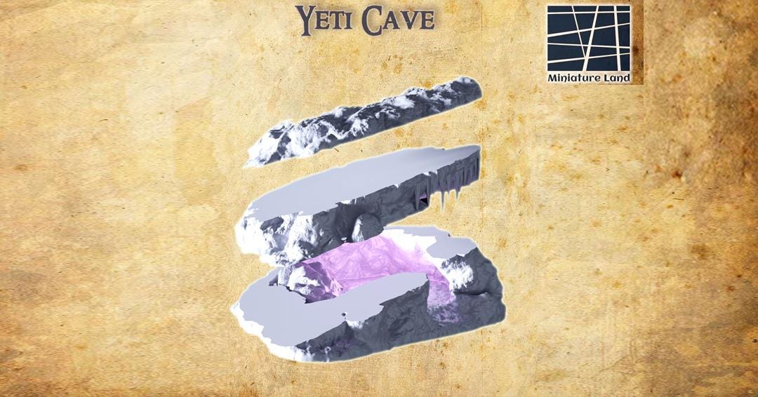 Yeti Cave - Tabletop Terrain - 28 MM, Tabletop 3D Printed Terrain by MiniatureLand, Perfect for Wargaming and RPGs