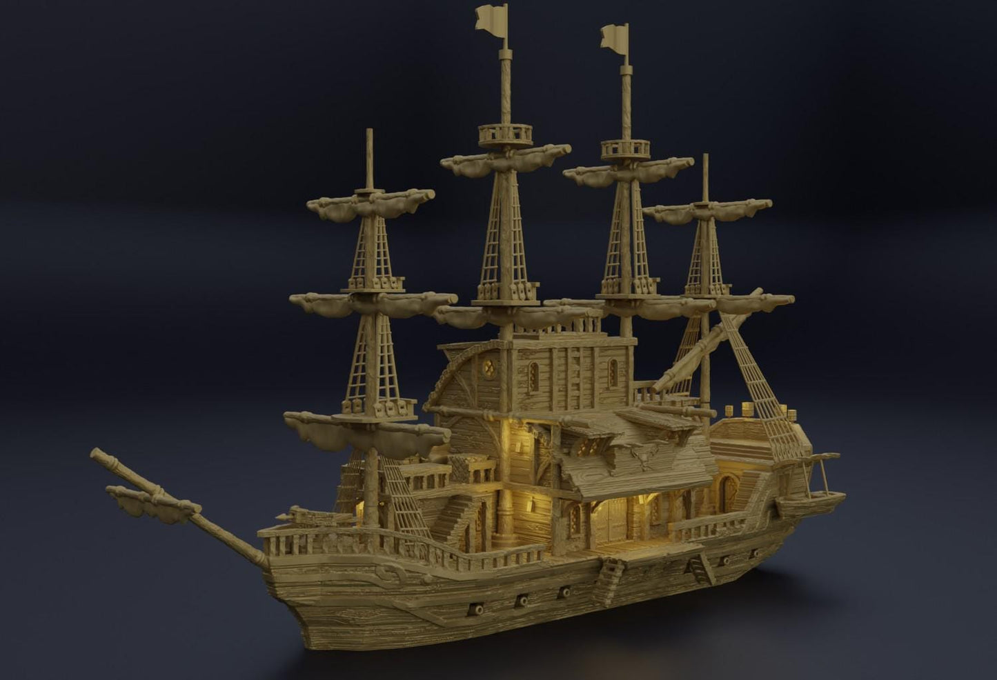 Floating Pirate Tavern- Tabletop Terrain - 28 MM Tabletop 3D Printed Terrain by MiniatureLand, Perfect for Wargaming and RPGs