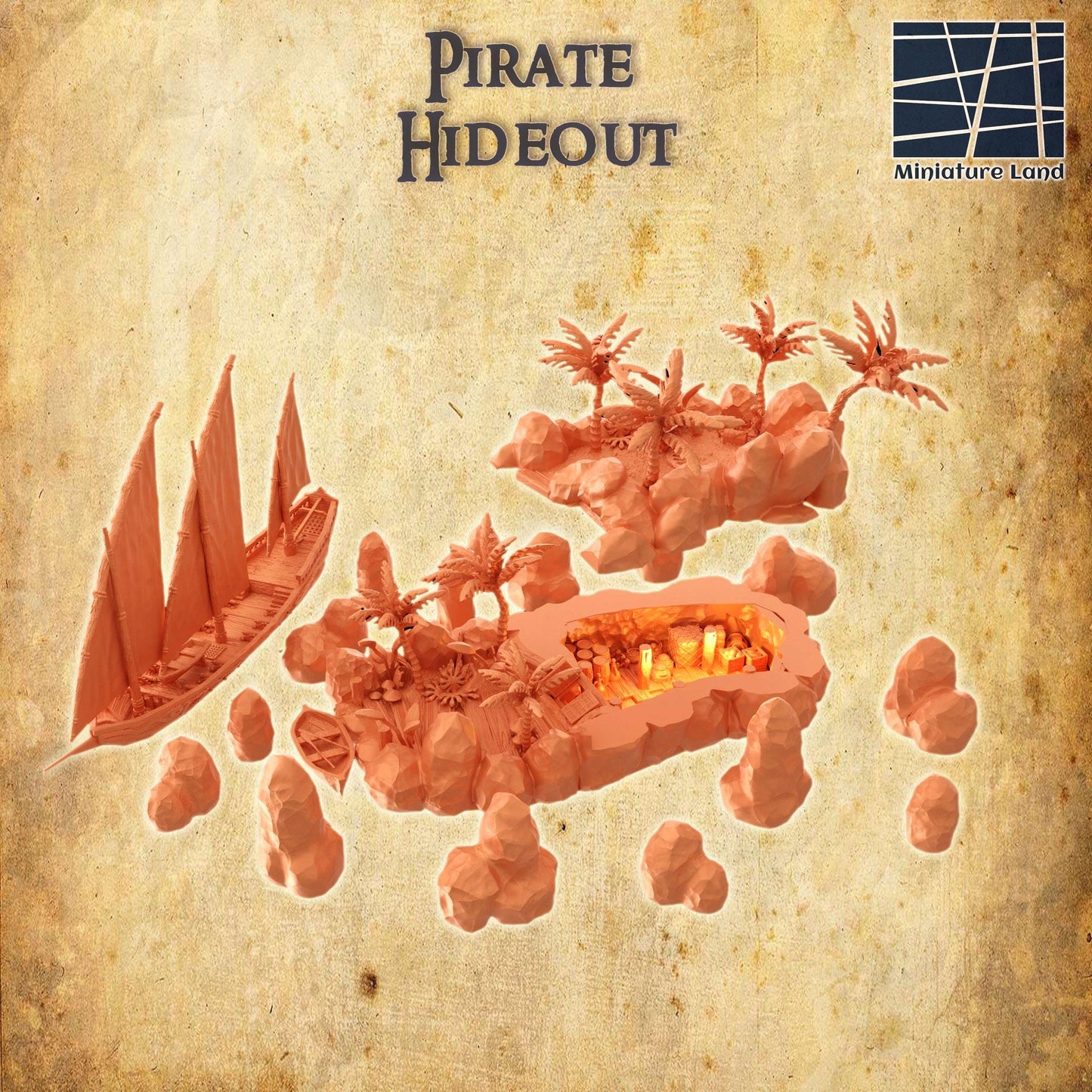 Pirate Hideout Tabletop Terrain – 3D Printed Wargaming RPG Scenery