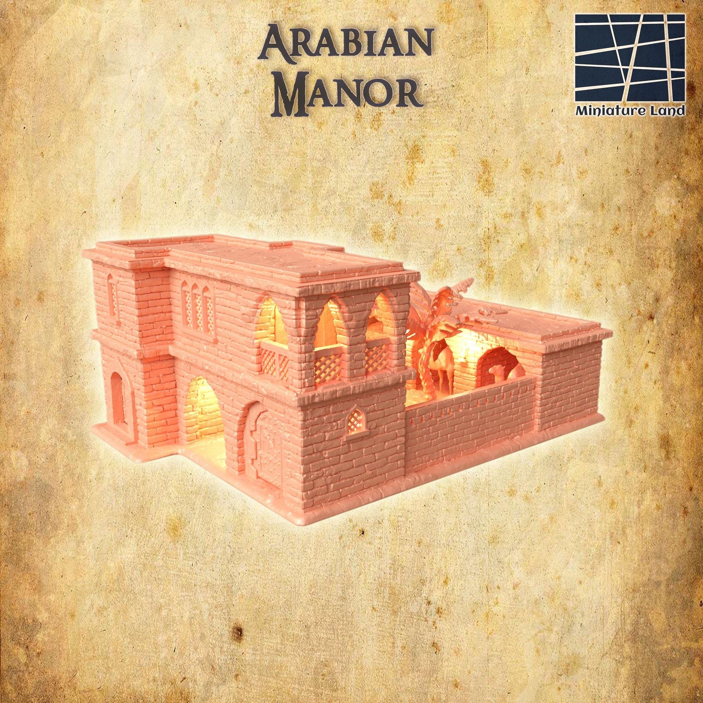 Arabian Manor - Tabletop Terrain - 28 MM Tabletop 3D Printed Terrain by MiniatureLand, Perfect for Wargaming and RPGs