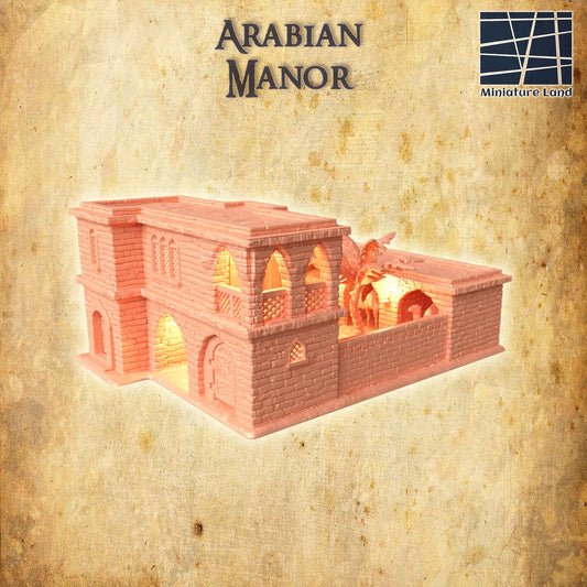 Arabian Manor - Tabletop Terrain - 28 MM Tabletop 3D Printed Terrain by MiniatureLand, Perfect for Wargaming and RPGs