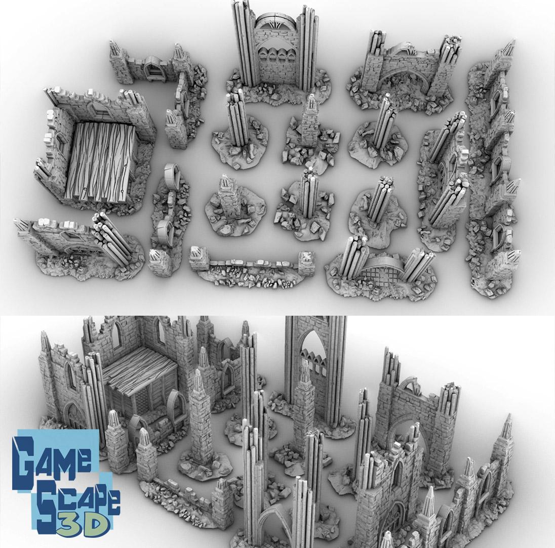 Scatter Ruins and Watch Post by GameScape3D - 3D Printed Tabletop Terrain, Perfect for Wargames, Role playing games, Tabletop games