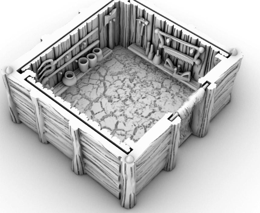 Tool Shed with Slide in Walls by GameScape3D - 3D Printed Tabletop Terrain, Perfect for Wargames, Board Games, RPGs