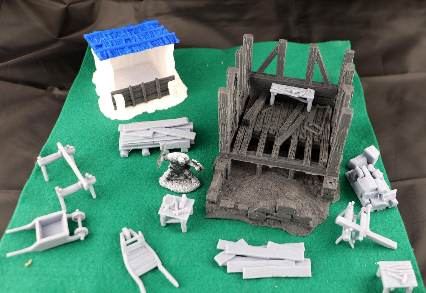 Full Construction Site and Partial Building by GameScape3D - 3D Printed Tabletop Terrain, Perfect for Wargames, Board Games, RPGs
