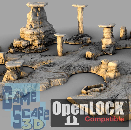 Badland Road Set - 3D Printed Tabletop Terrain, Perfect for Wargames, Board Games, Role Playing Games